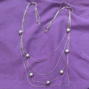 Elegant Silver Multi-Layer Necklace